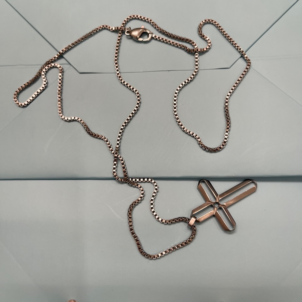Tiffany & Co. Paloma Picasso Stainless Steel Zellige Cross 20" Necklace.